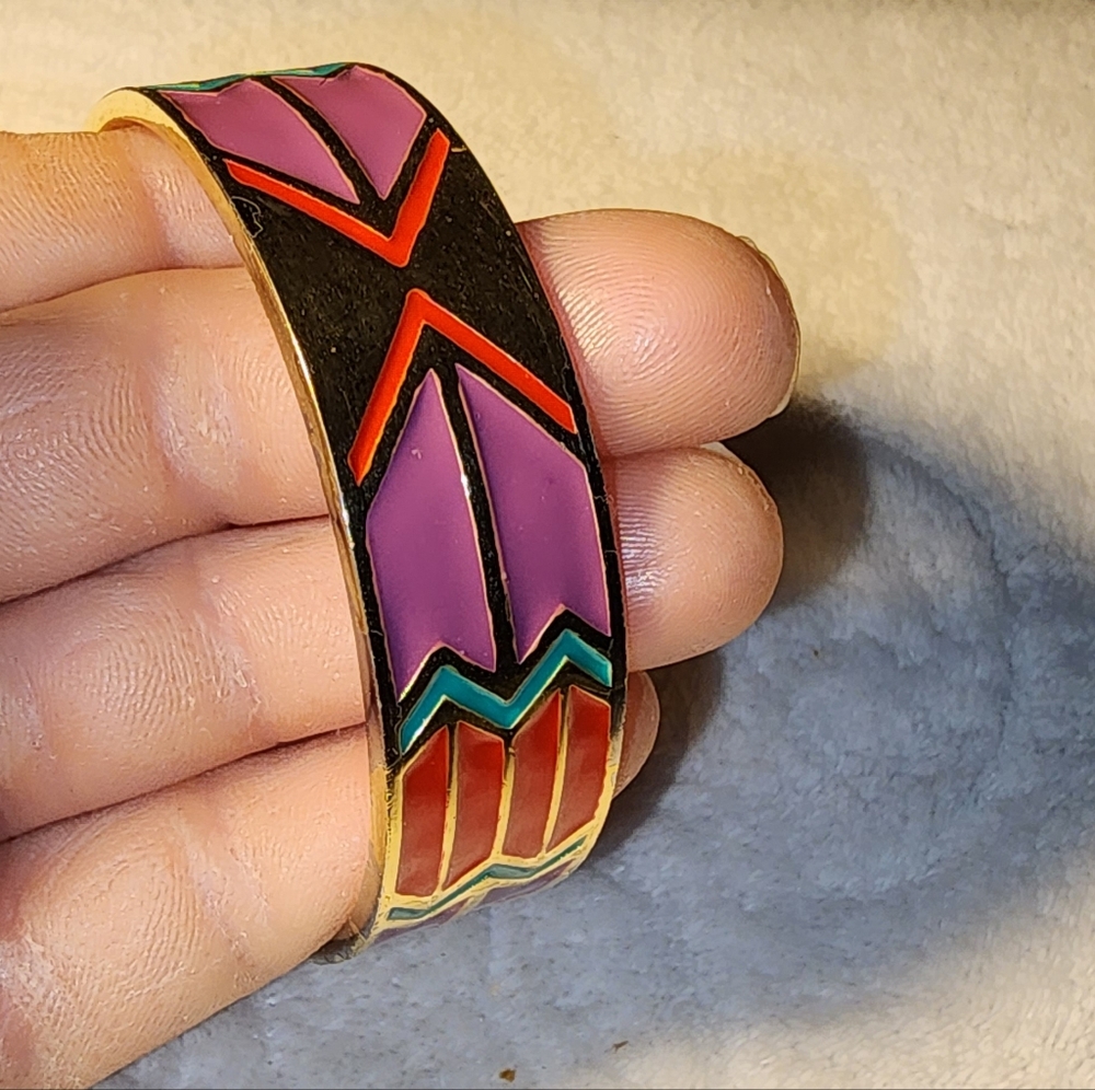 Ettika Enamel Statement Bangle Bold Geometric Des… - image 5